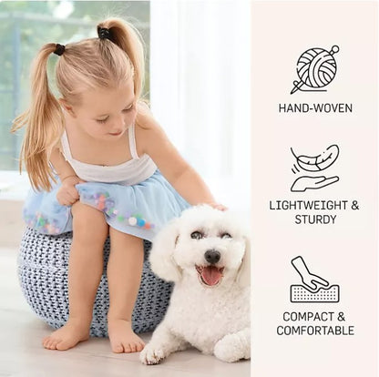 BirdRock Home Hand-Knitted Lightweight Pouf, Assorted Colors - Bellso