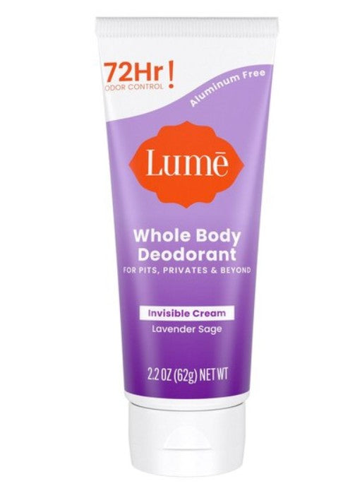 Lume Whole Body Women’s Deodorant - Invisible Cream - Aluminum Free - Lavender Sage - 2.2oz Tube - Bellso