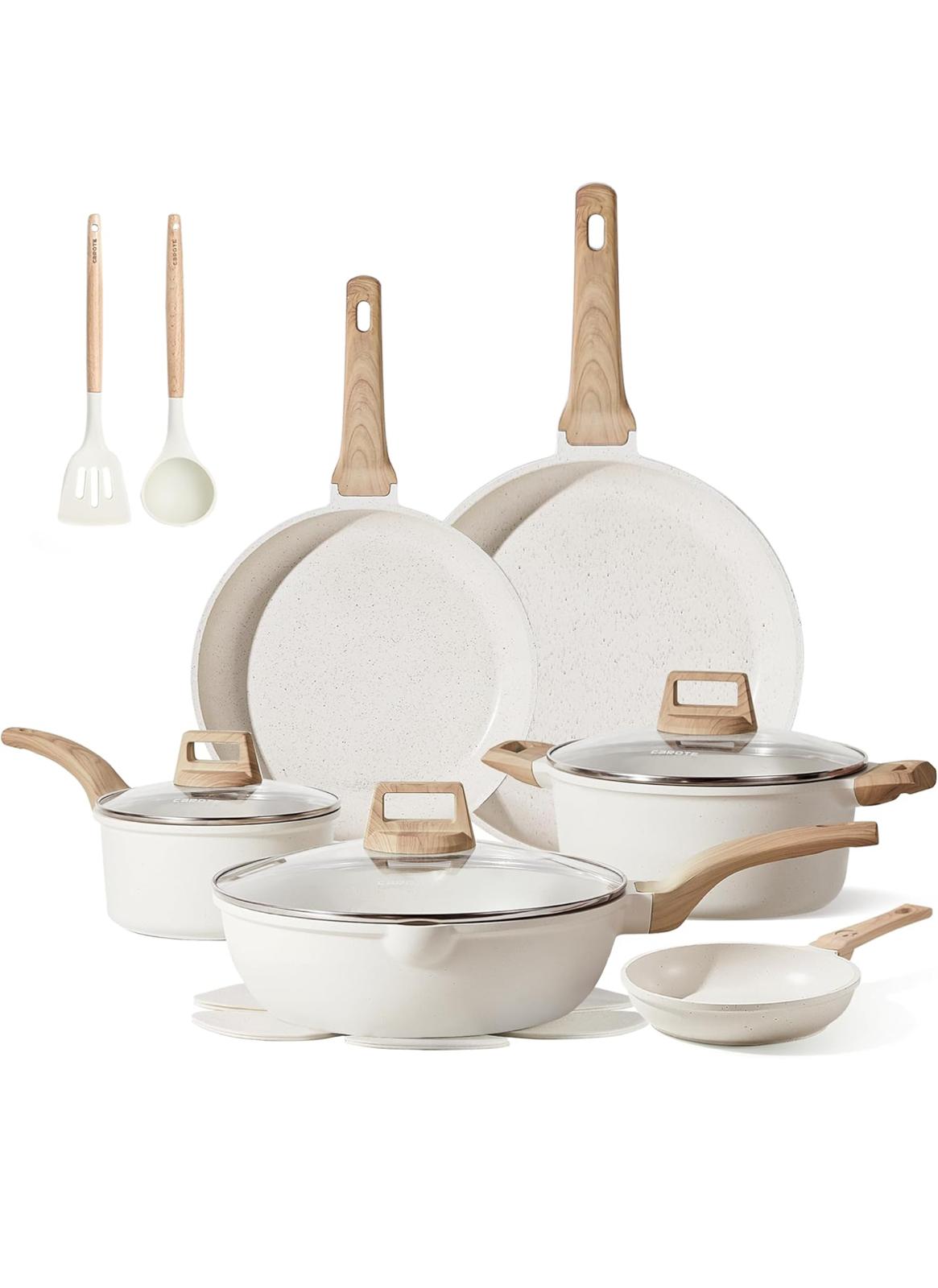 CAROTE 16 Piece Cookware Set, Nonstick Pots and Pans, Induction Cookware Cooking Set with Frying Pans