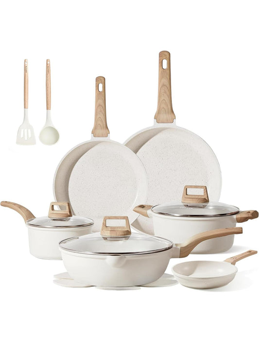 CAROTE 16 Piece Cookware Set, Nonstick Pots and Pans, Induction Cookware Cooking Set with Frying Pans - Bellso