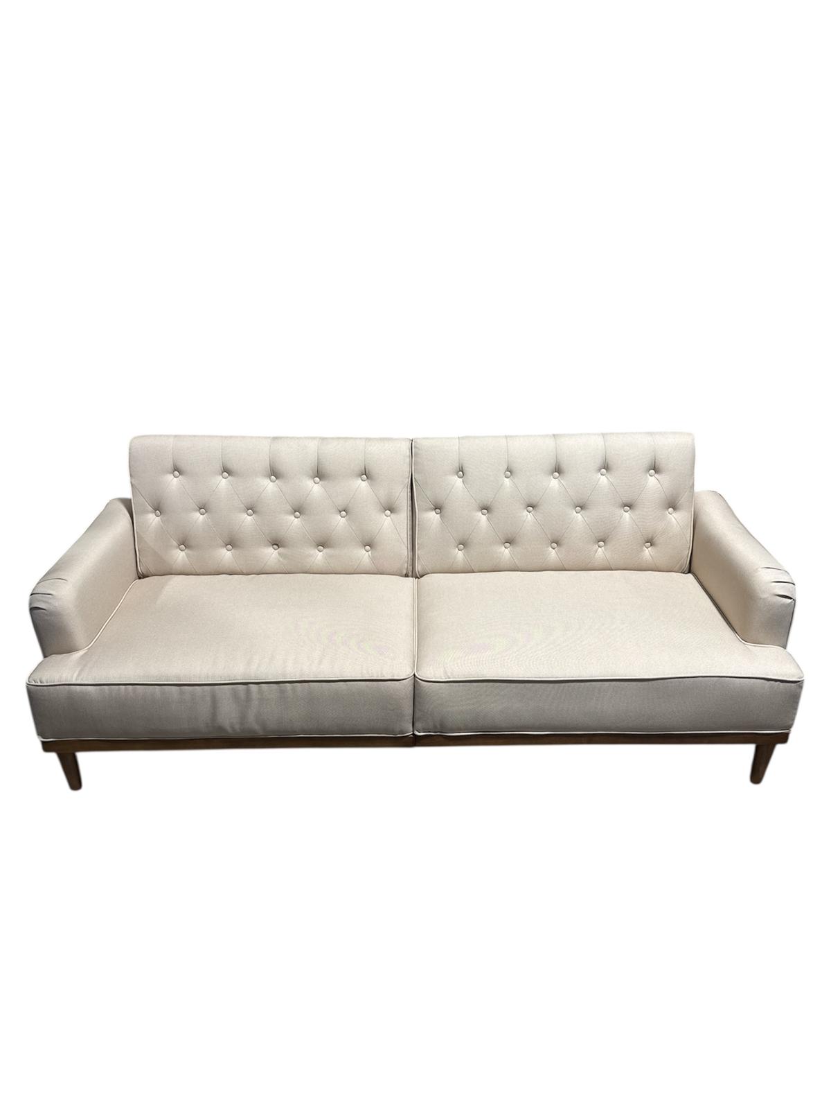 Vintage Coil Futon Sofa Bed Tan Linen - Bellso