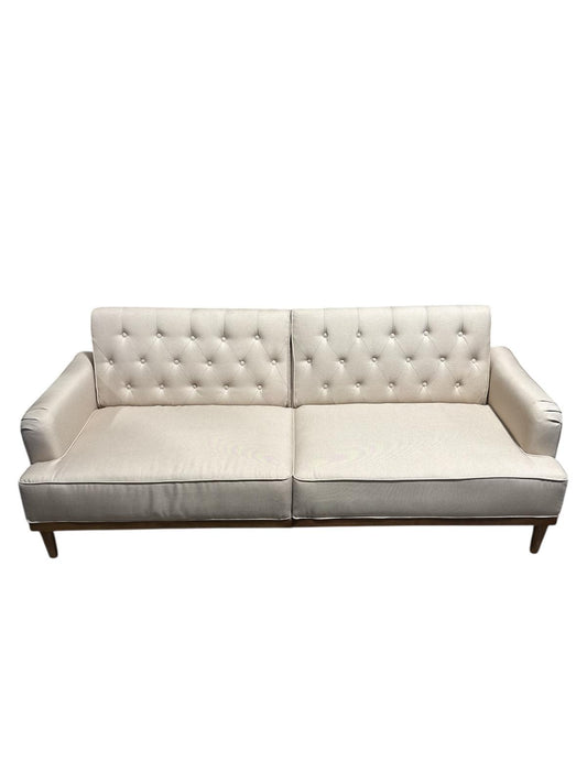Vintage Coil Futon Sofa Bed Tan Linen - Bellso