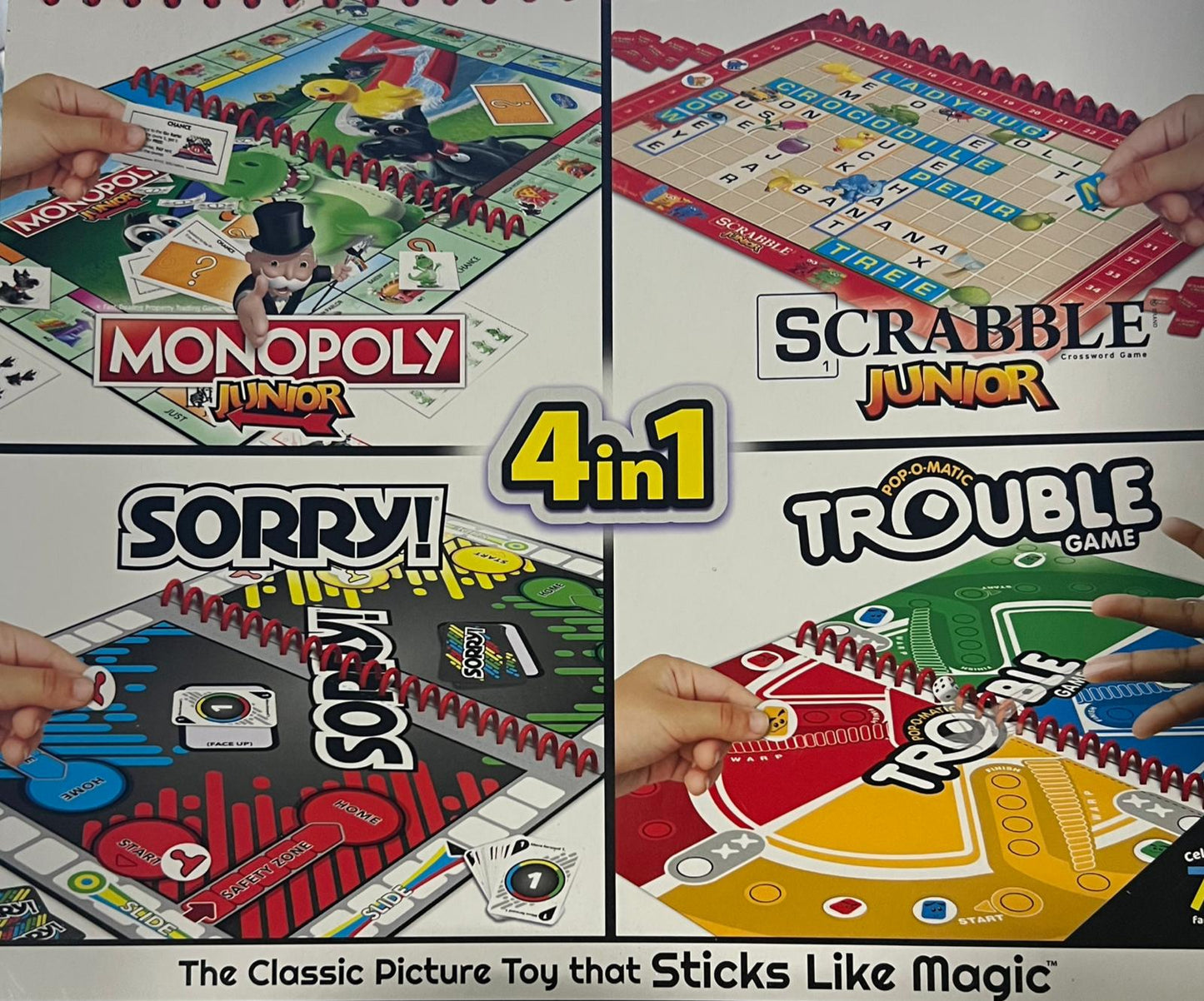 Colorforms 4 in 1 Red Game Book (Monopoly, Sorry, Trouble - Bellso