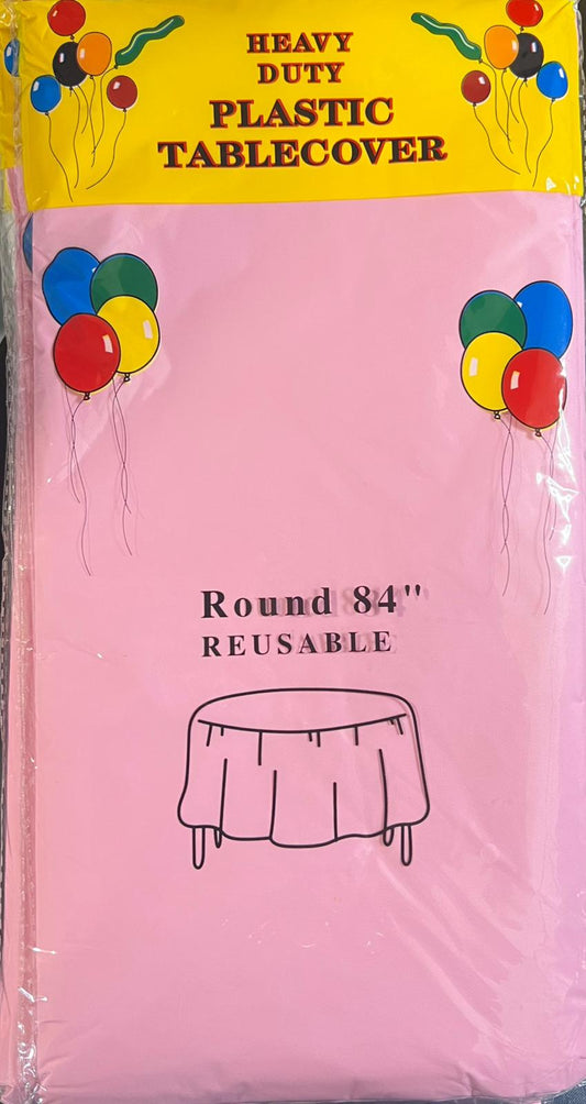 Heavy Duty Plastic Tablecover Round 84" Reusable - Bellso