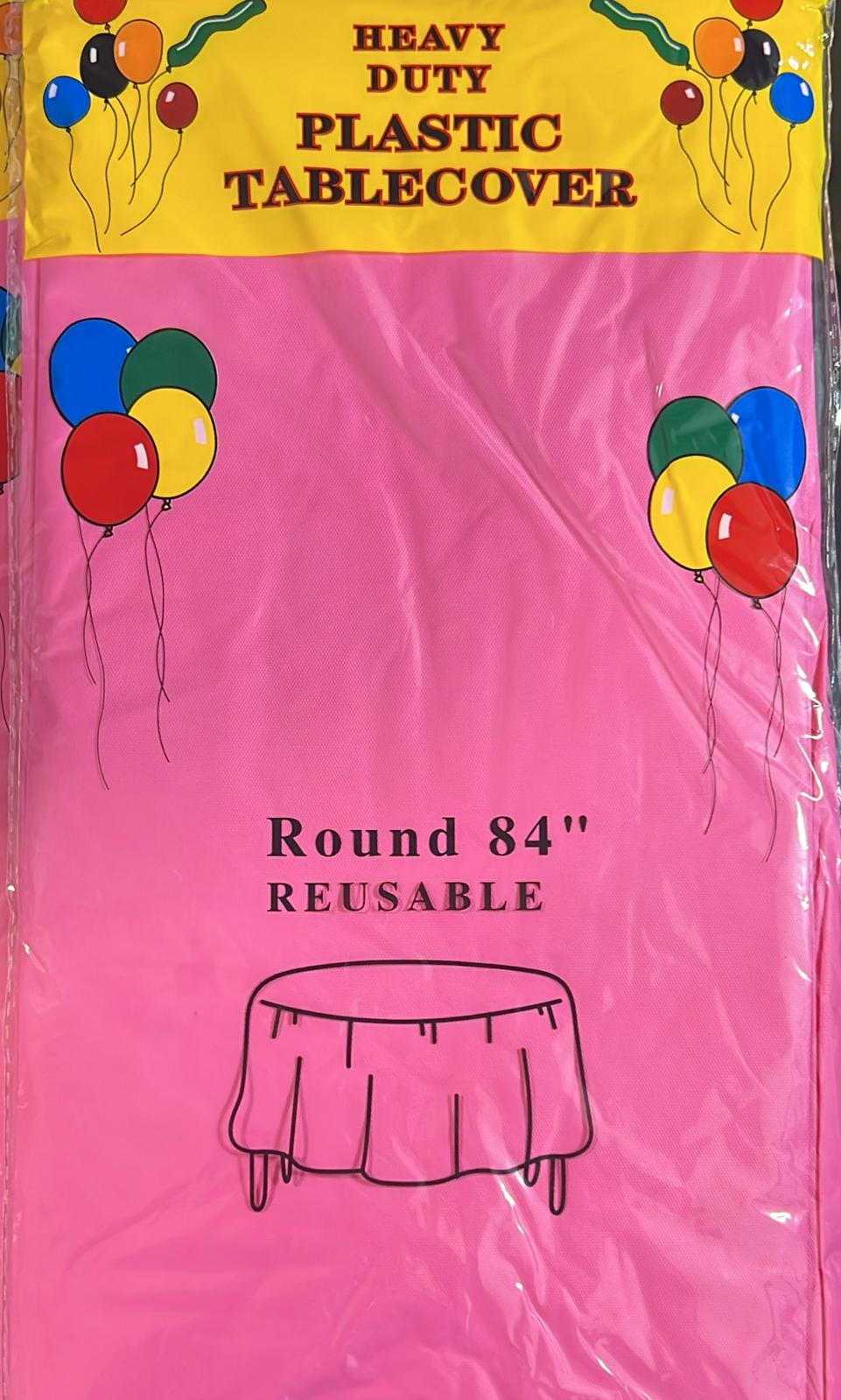 Heavy Duty Plastic Tablecover Round 84" Reusable - Bellso
