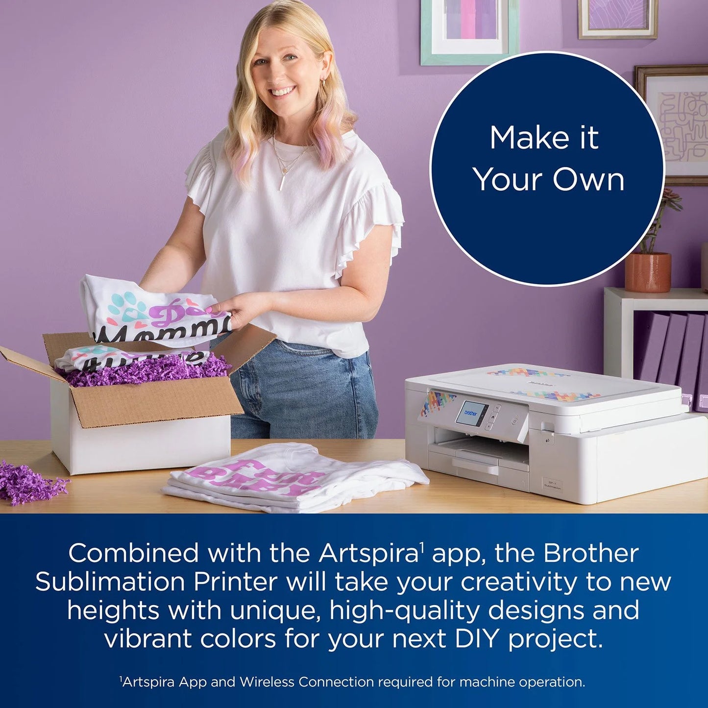 Brother Sublimation Printer, 4-Color Sublimation Ink Cartridges and 100 Sheets Sublimation Paper - Bellso
