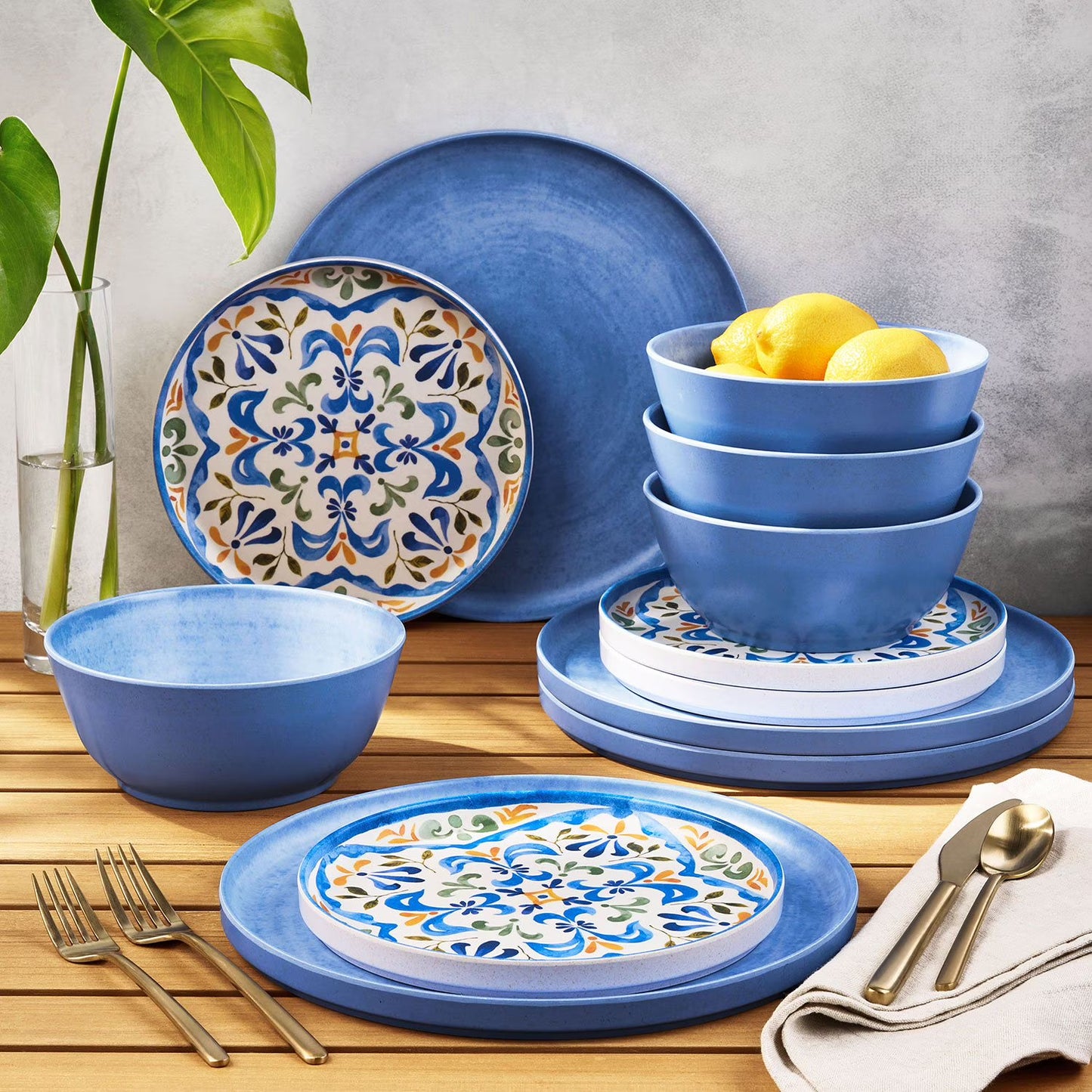 Member's Mark 12-Piece Bamboo Melamine Dinnerware Set