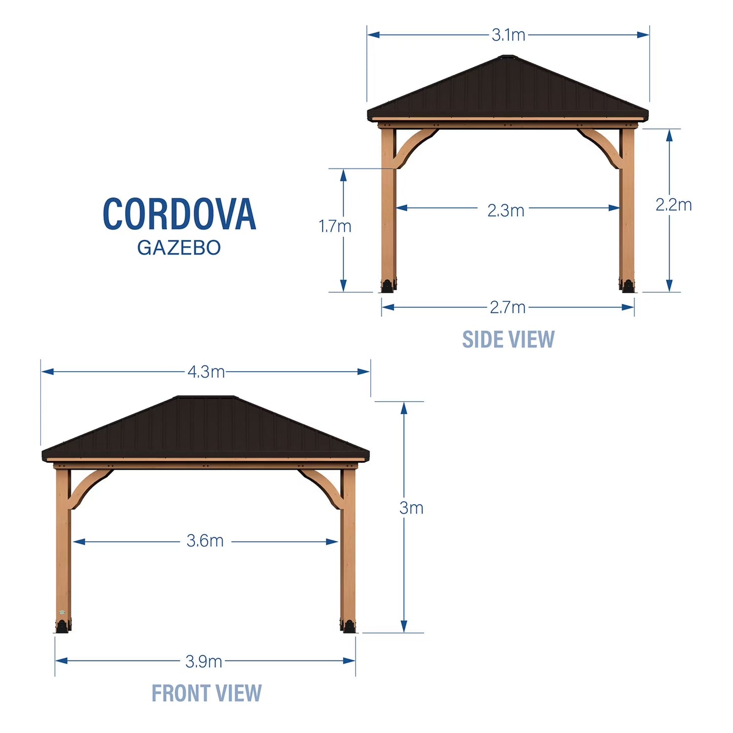 Backyard Discovery 14' x 10' Cordova Light Brown Cedar Gazebo with PowerPort - Bellso