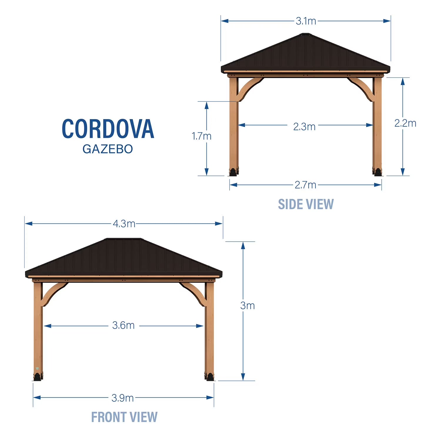Backyard Discovery 14' x 10' Cordova Light Brown Cedar Gazebo with PowerPort - Bellso