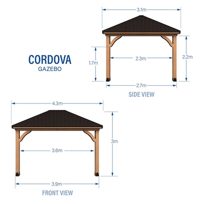 Backyard Discovery 14' x 10' Cordova Light Brown Cedar Gazebo with PowerPort - Bellso