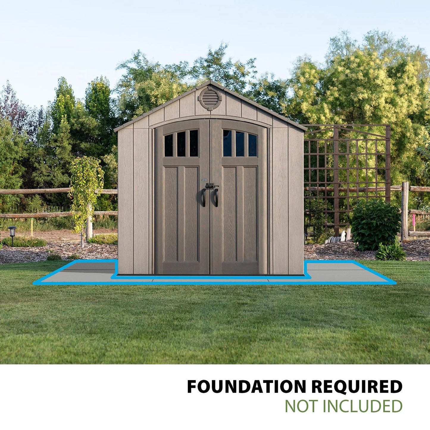 Lifetime Lockable DIY Polyethylene Storage Shed 52.9 Sq. Ft.  8  X 7.5   Light Brown (60370) - Bellso