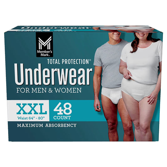 Member's Mark Total Protection Incontinence Underwear for Men and Women, Size XXL, 48 ct.