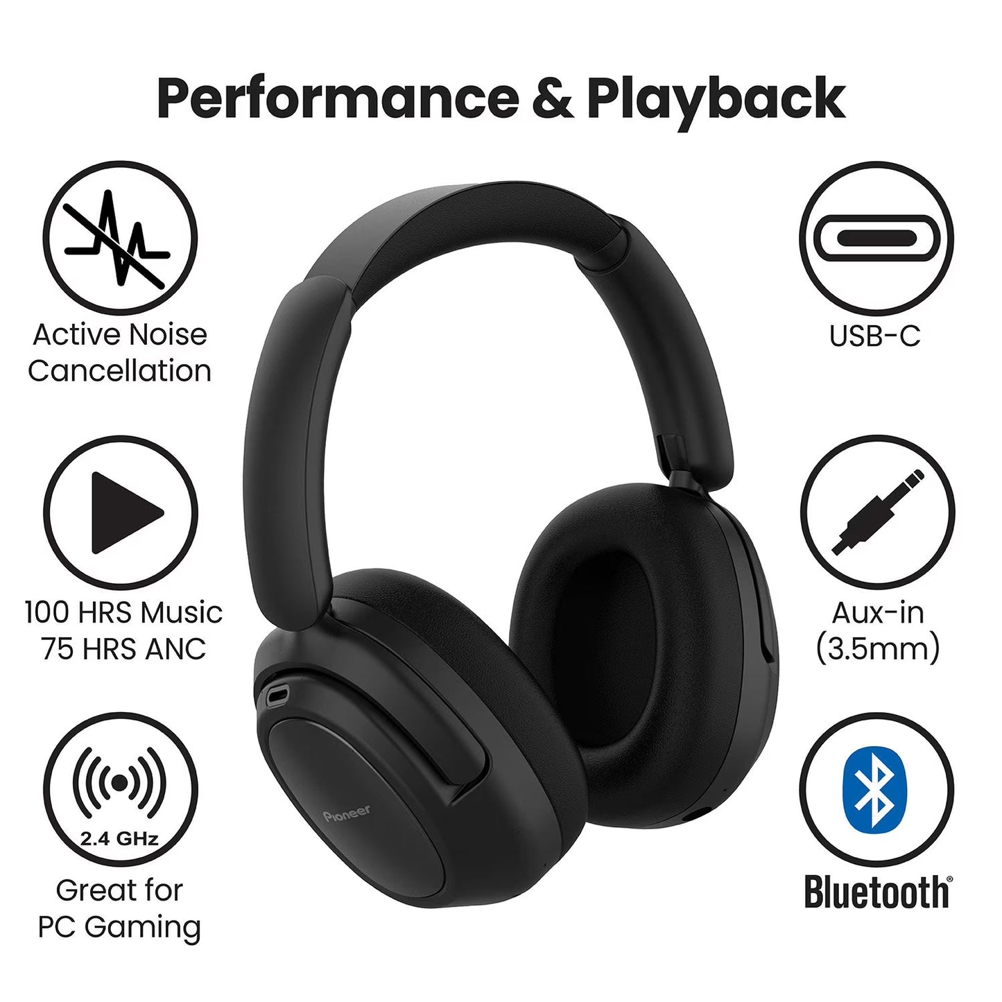 Pioneer A50 Dual Mode Wireless Headphones with Hybrid Active Noise Cancellation