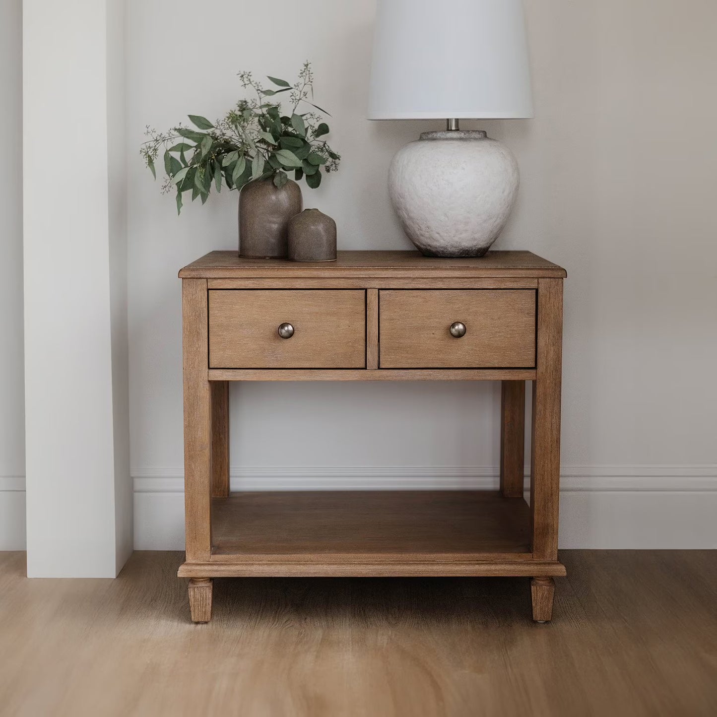 details by Becki Owens Ren 2-Drawer Nightstand, Distressed Natural Wood Finish - Bellso