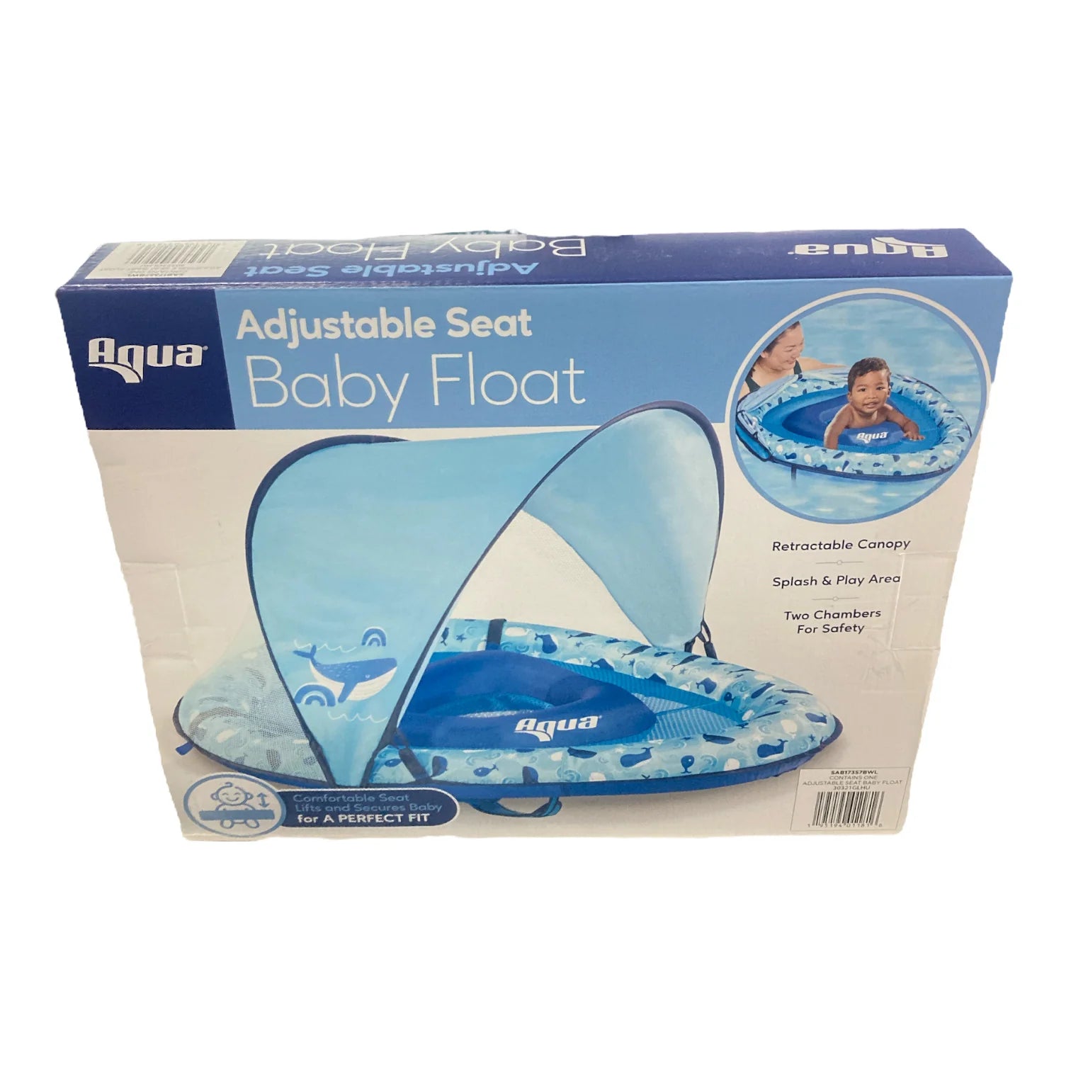 Aqua Leisure Adjustable Seat Baby Pool Float W/ Retractable Canopy Select Color - Bellso