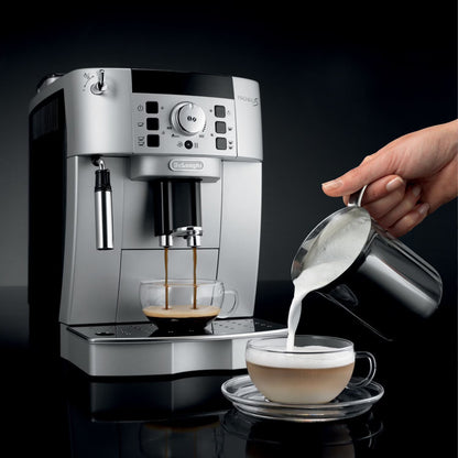 Magnifica XS Compact Fully Automatic Black and Silver Espresso Machine and Cappuccino Maker