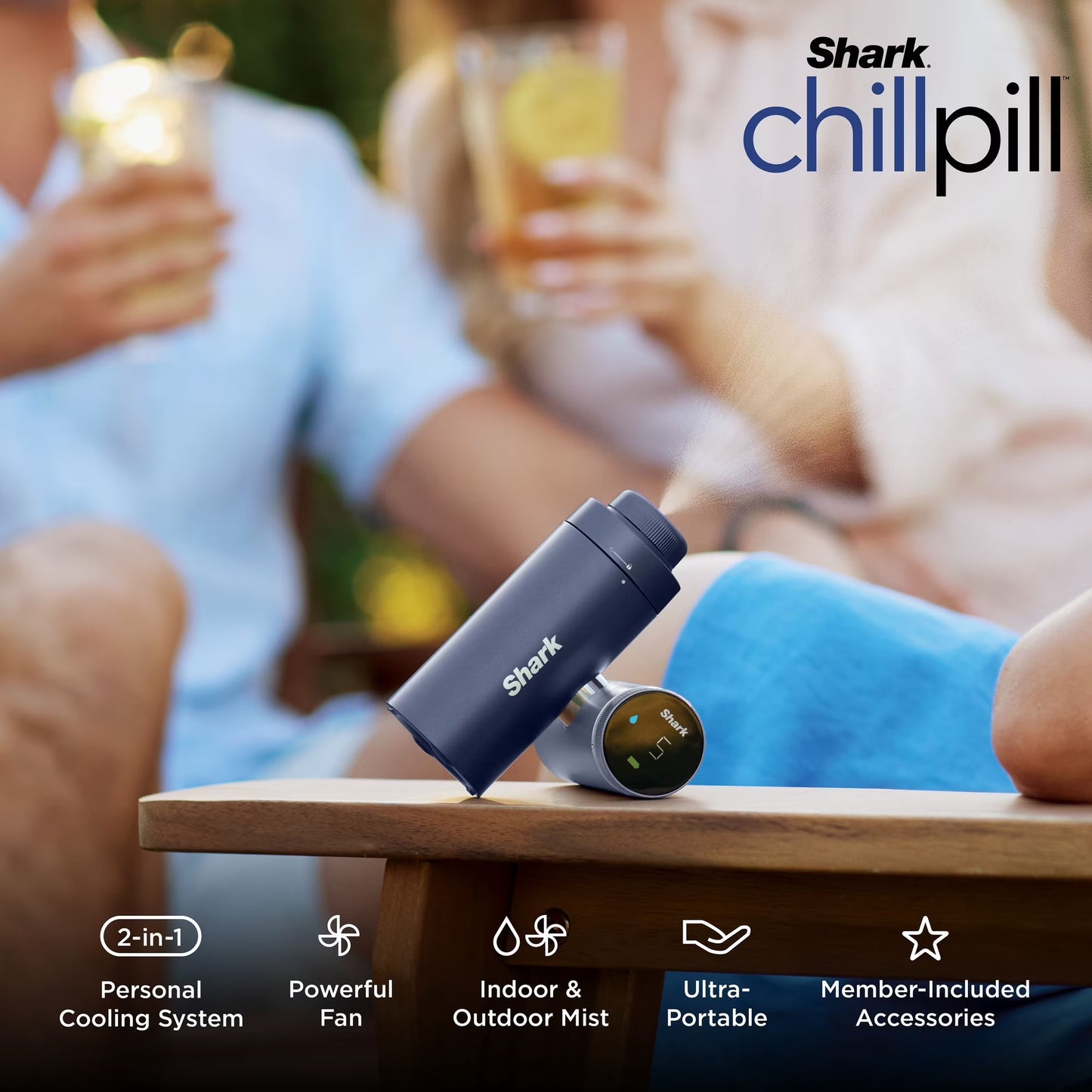 Shark ChillPill Rechargeable Portable Handheld Fan with Dry Mist Cooling