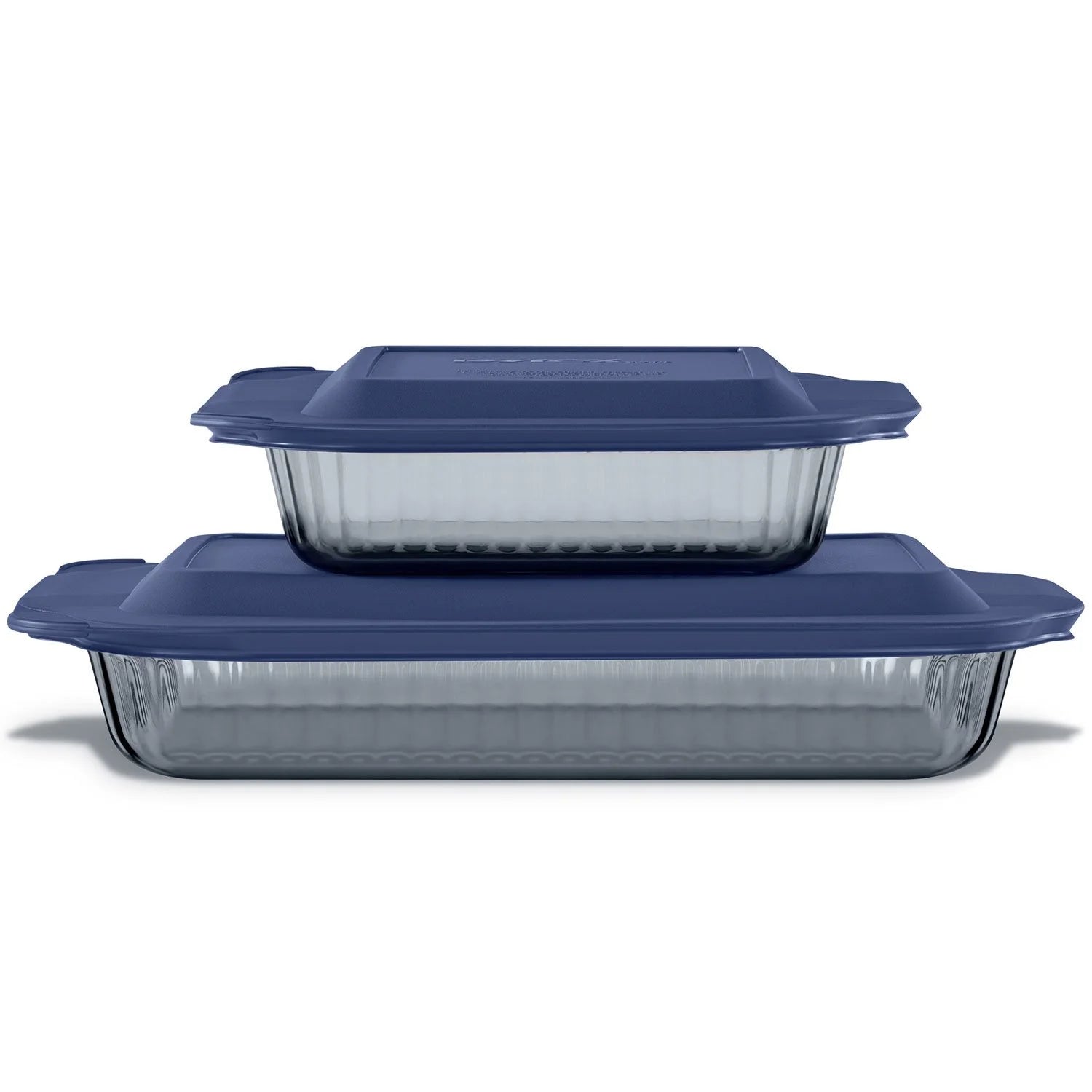 Pyrex Sculpted Tinted 4-Piece Glass Baking Dish Set with Airtight Lids - Bellso