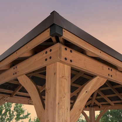 Backyard Discovery 14' x 10' Cordova Light Brown Cedar Gazebo with PowerPort - Bellso