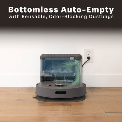 BObsweep Bio Robot Vacuum & Mop for Multi-Surface with Self-Emptying Dock, LiDAR Smart Mapping, Wi-Fi, 5000Pa - Riverstone