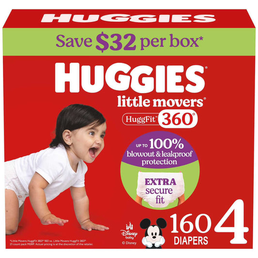 Huggies Little Movers HuggFit 360° Diapers, Sizes 4