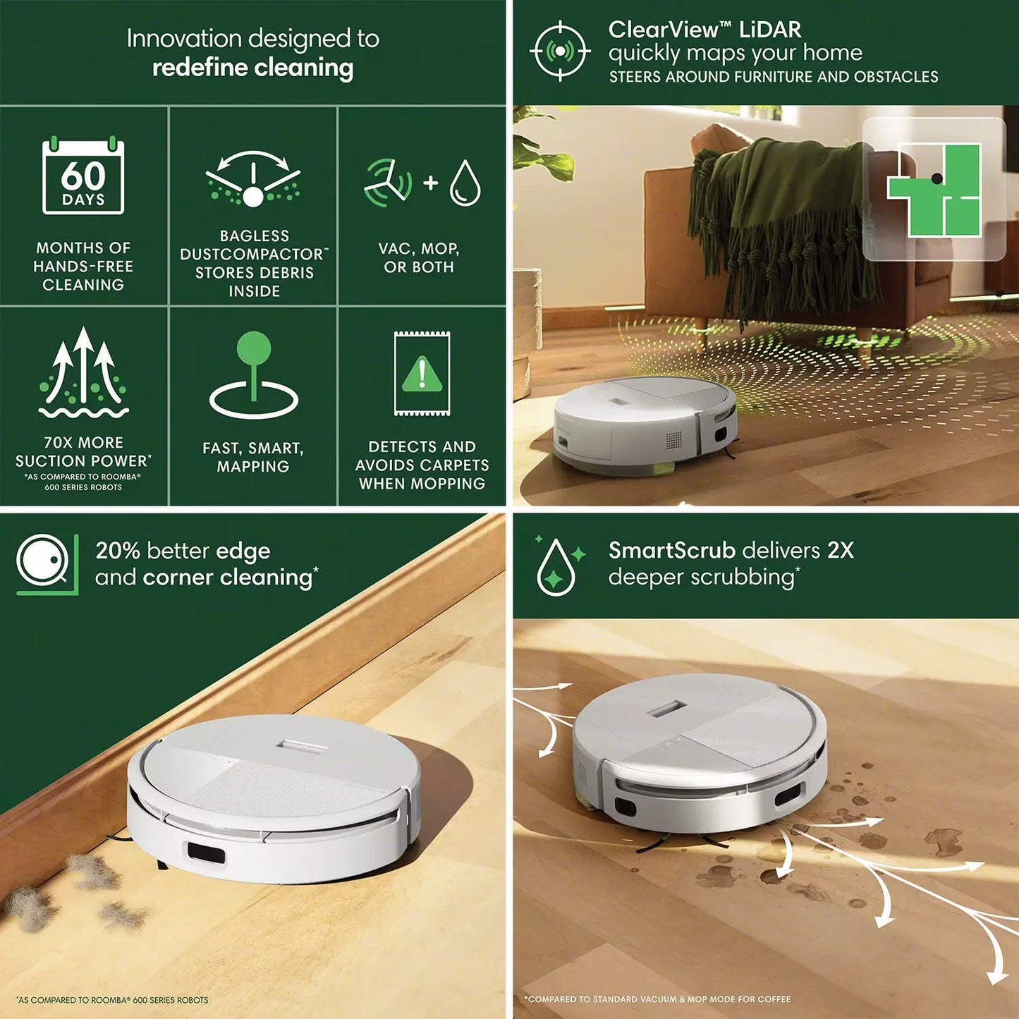 iRobot Roomba 208 DustCompactor Combo Robot Vacuum and Mop - Bellso