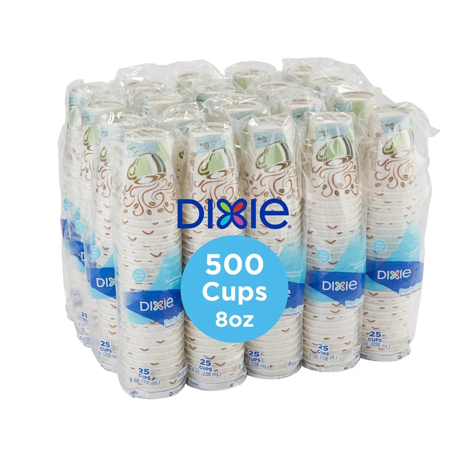 PerfecTouch 5338DX WiseSize Insulated Cup, Coffee Dreams Design, 8 Oz Capacity (20 Packs of 25) - Bellso