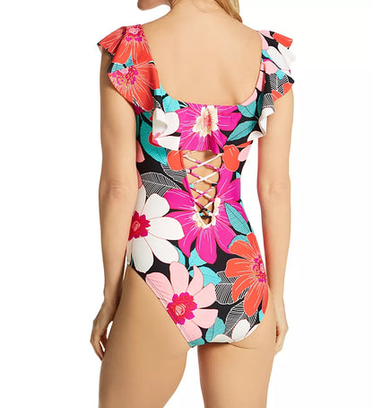 La Blanca Women's in Full Bloom Off the Shoulder Ruffle Swimsuit - Bellso