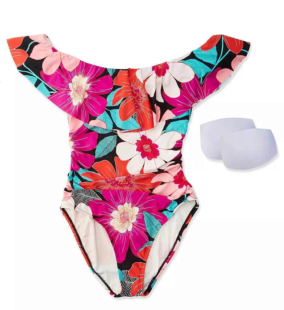 La Blanca Women's in Full Bloom Off the Shoulder Ruffle Swimsuit - Bellso