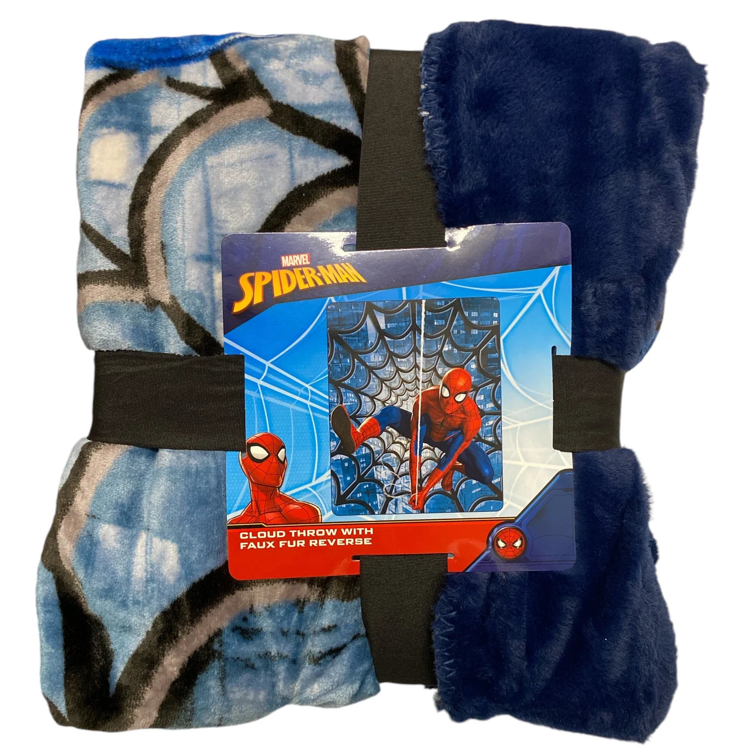 Marvel Spider-Man Fleece Cloud Throw with Faux Fur Reverse, 50" x 60" - Bellso