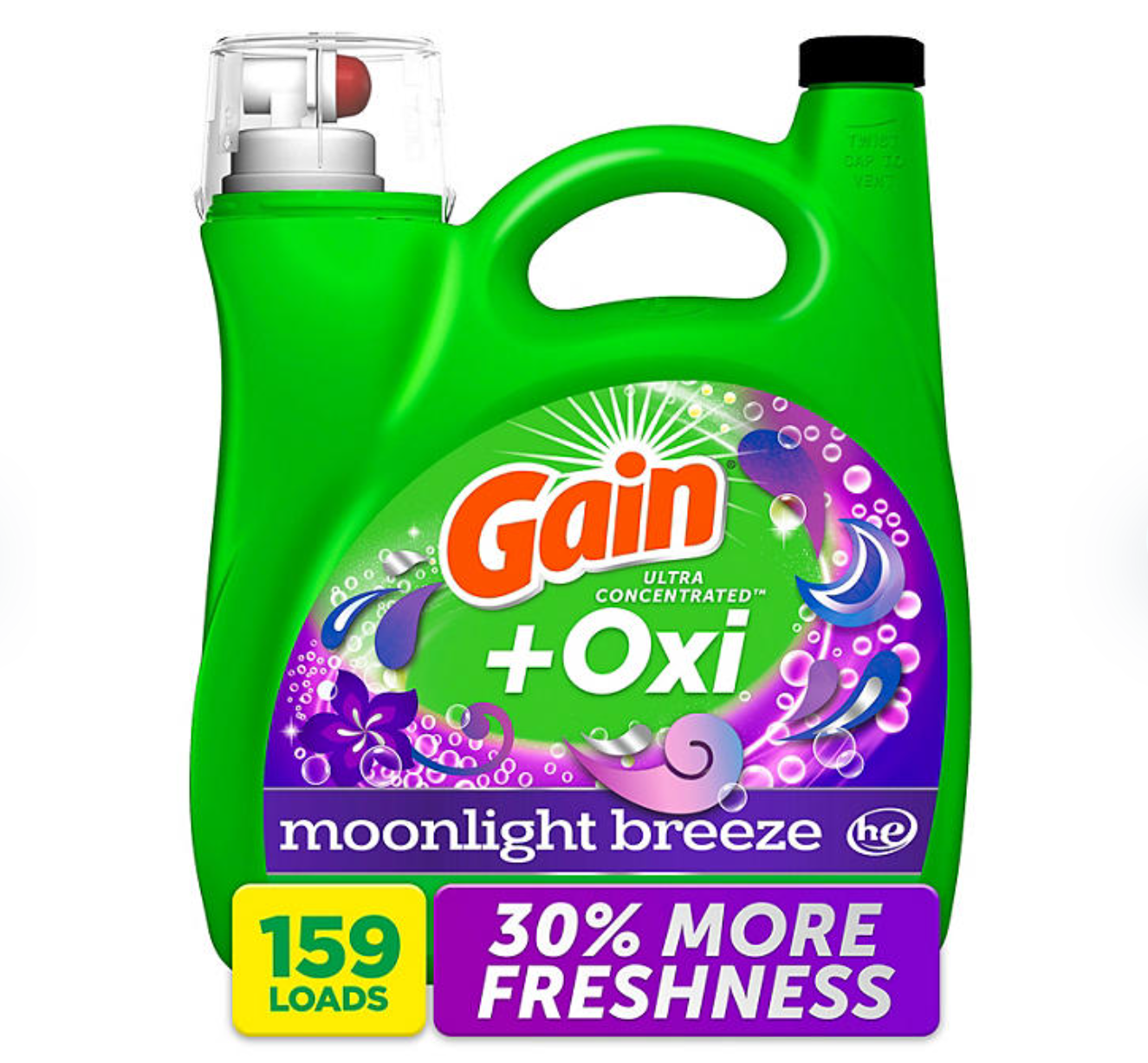 Gain+Oxi Liquid Detergent  Ultra Concentrated  Moonlight Breeze  170 Fluid Ounce - Bellso