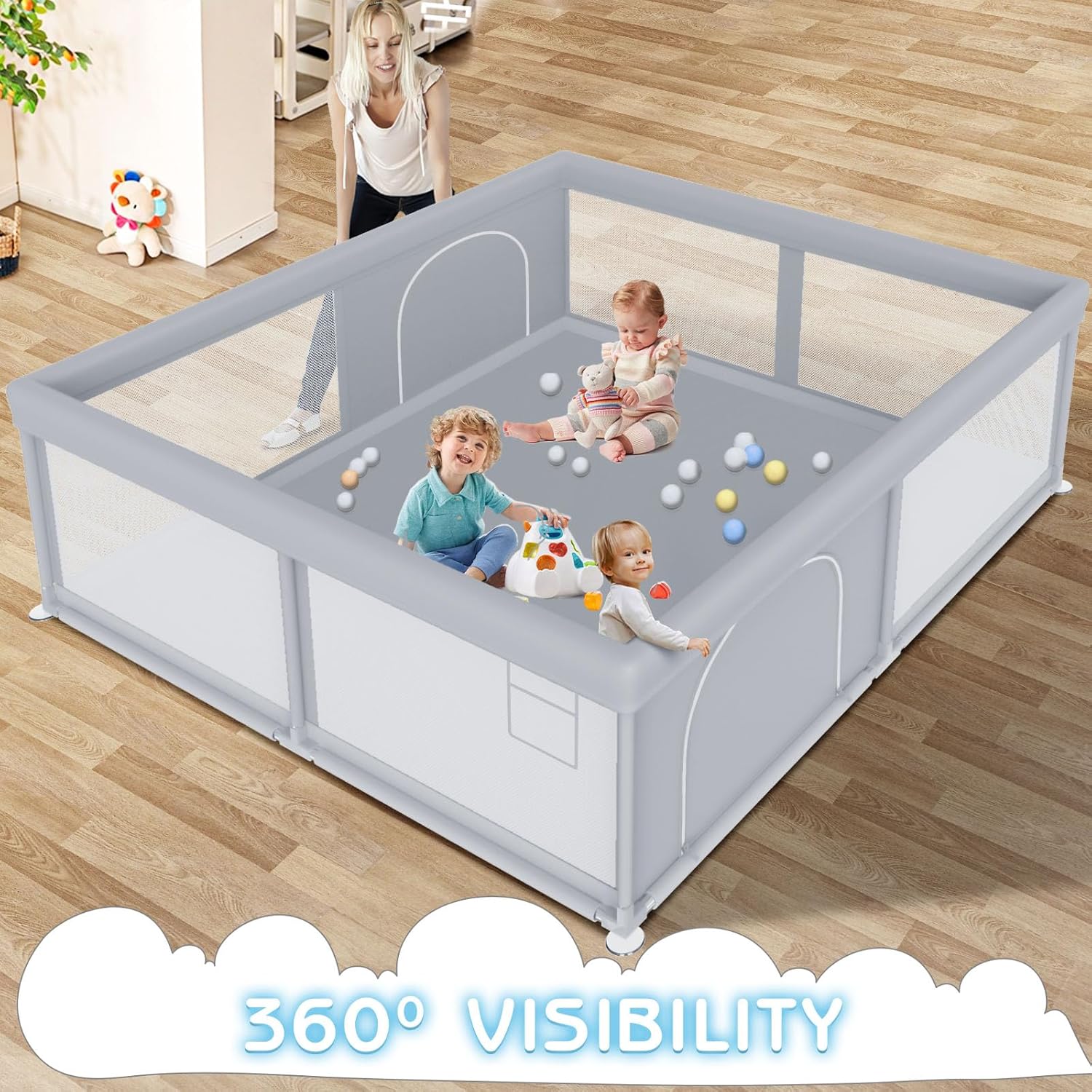 besuhot Large Baby Playpen 79x79 Inch, Playpens for Babies and Toddlers, Indoor & Outdoor - Bellso