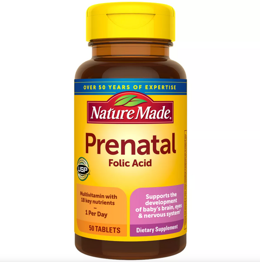 Nature Made Prenatal Folic Acid Multivitamin  50 Ct - Bellso