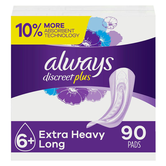 Always Discreet Plus Incontinence Pads Heavy Absorbency (90 Count) - Bellso