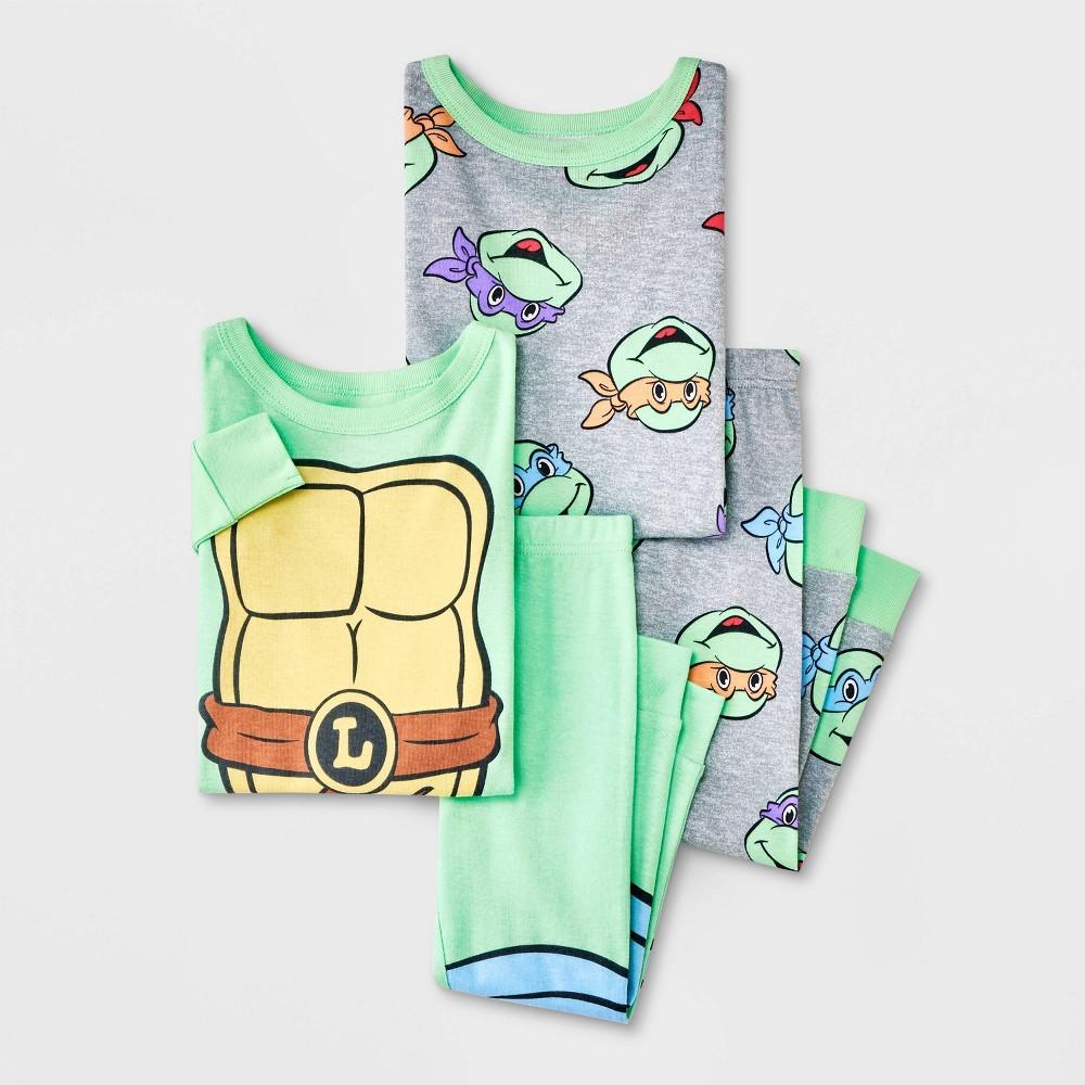 Toddler Boys' 4pc Snug Fit Teenage Mutant Ninja Turtles Cotton Pajama Set - Green 4T - Bellso