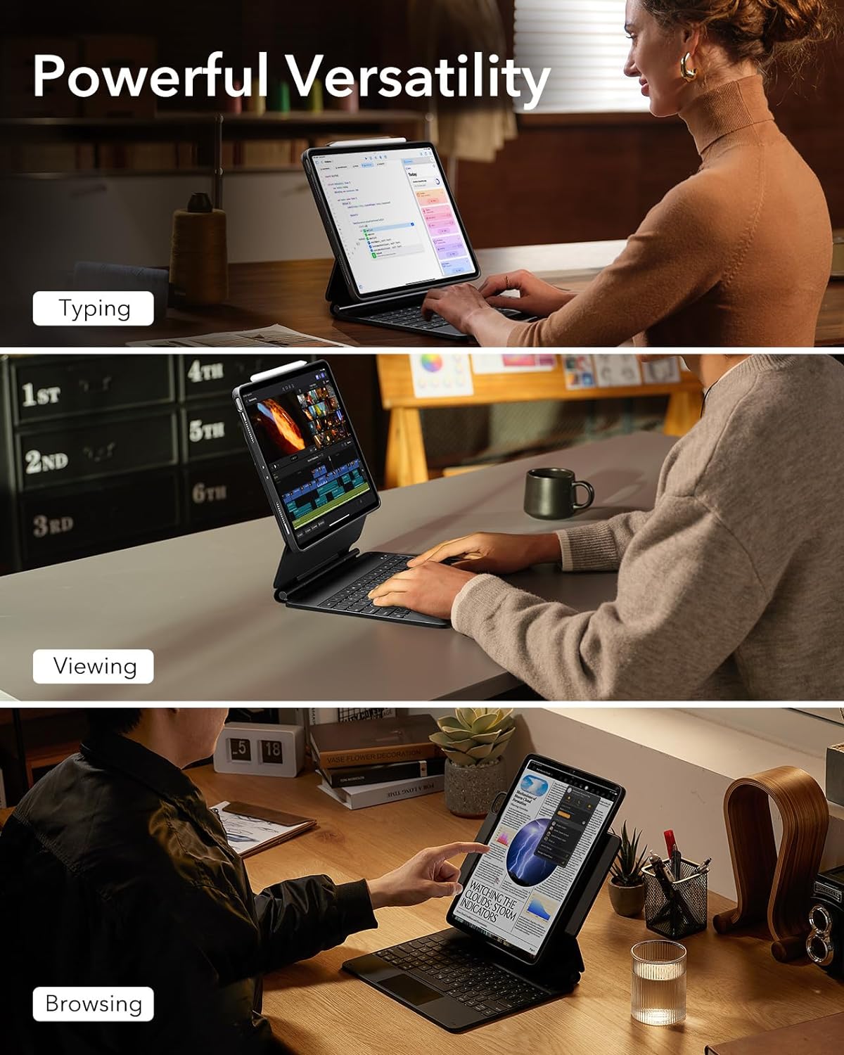 ESR iPad Pro 13 Inch Case with Keyboard (M4, 2024), iPad Pro 13 Keyboard Case - Bellso