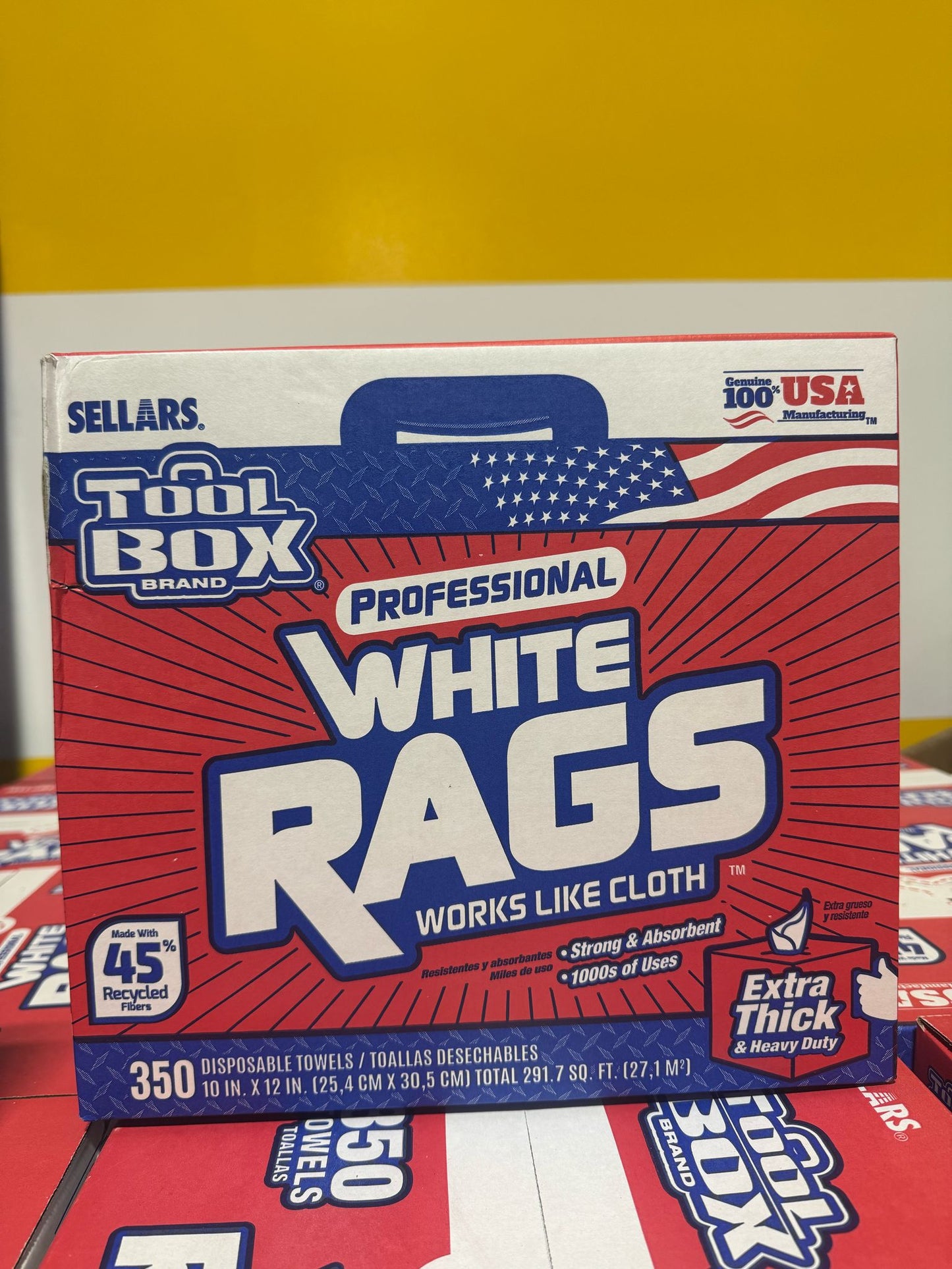 Sellars Toolbox Brand Professional White Rags 350 Towels - Bellso
