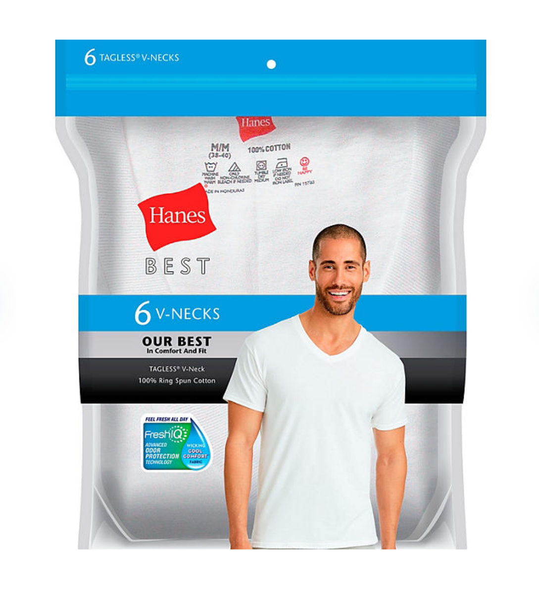 Hanes Best Comfortsoft Longer Length 3-Pack 100 % Cotton V-Neck T-Shirt (XX-Large  White) - Bellso