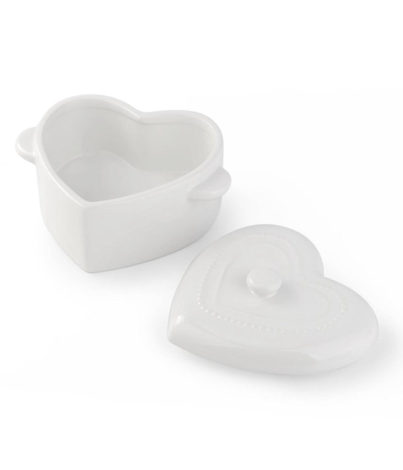 Target Bullseye Playground Valentines Day Heart Shaped Dutch Oven White Ceramic - Bellso