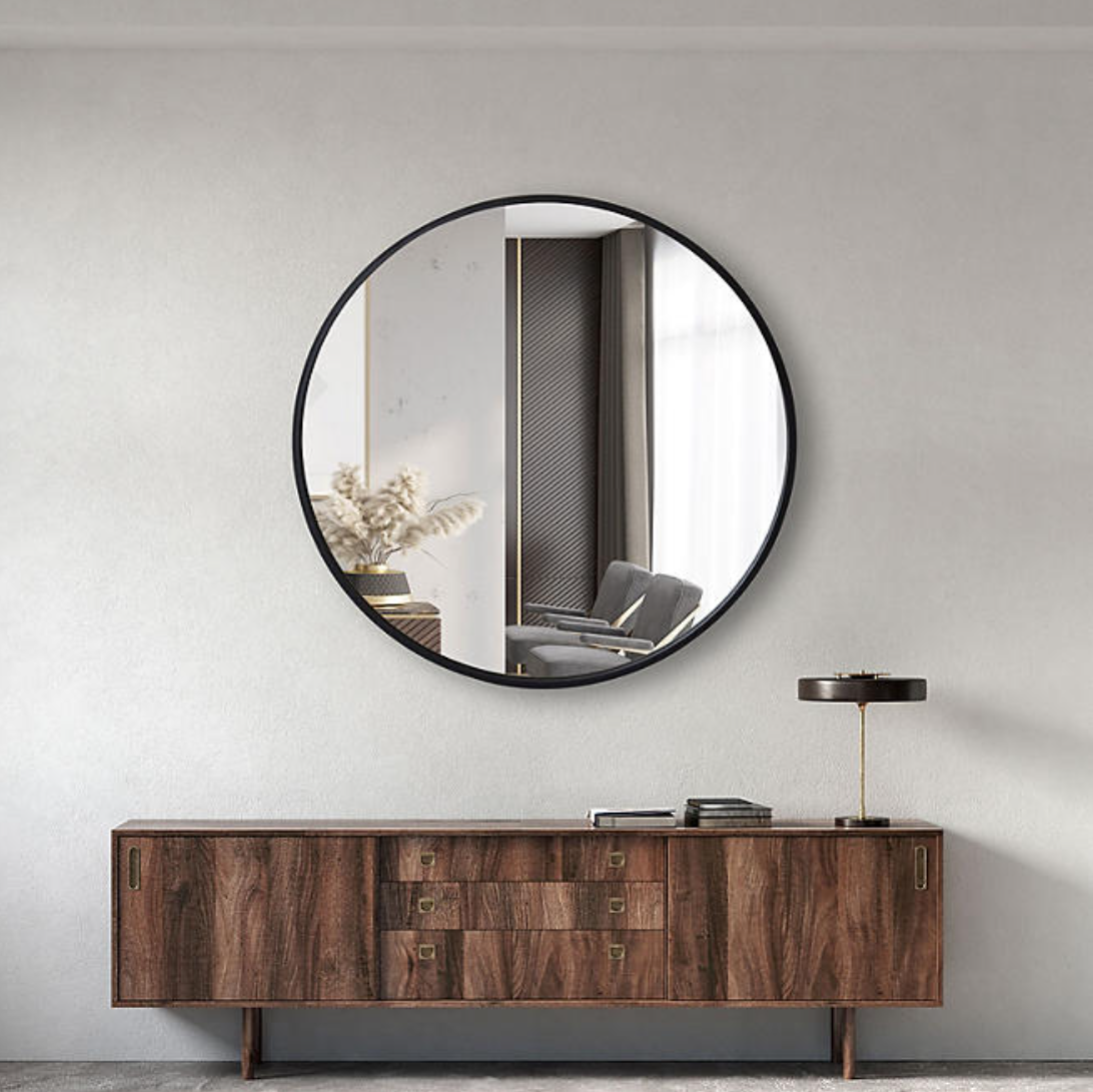 Jill Zarin 36" Elegant Round Metal Wall Mirror - Bellso