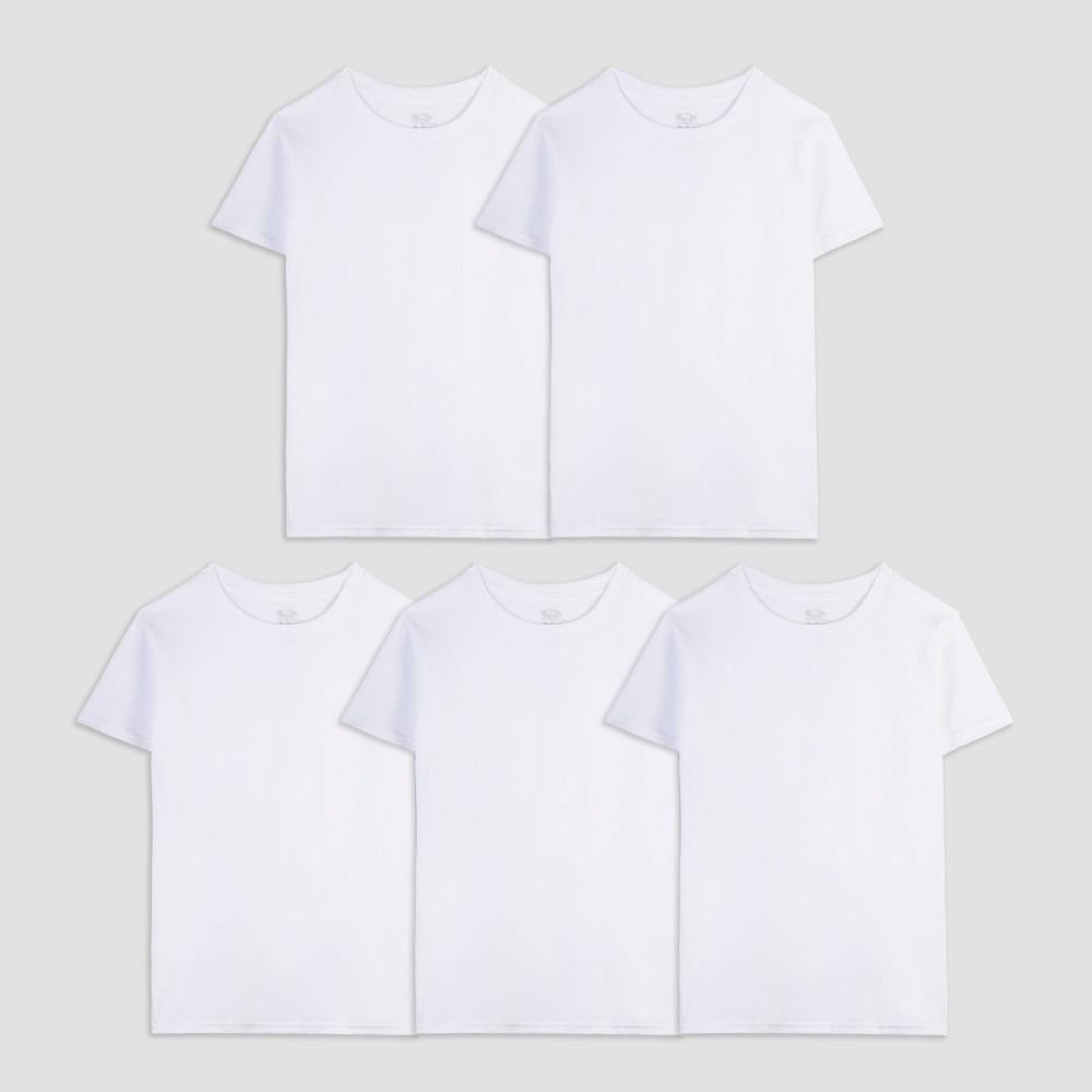 Fruit of the Loom Boys White Crew T-Shirts 5 Pack - Bellso