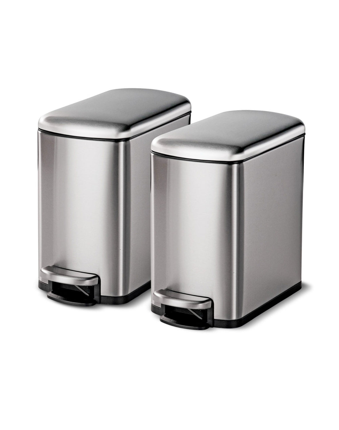 Tramontina 2 Pack Stainless Steel Soft Close 1.6 Gallon Step Trash Cans (Silver) - Bellso
