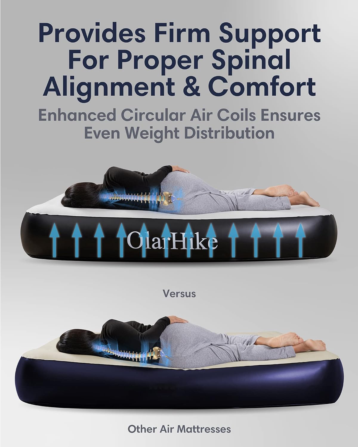 OlarHike Queen Air Mattress with Built in Pump,Inflatable Blow Up Airbed with Storage Bag,13" High - Bellso