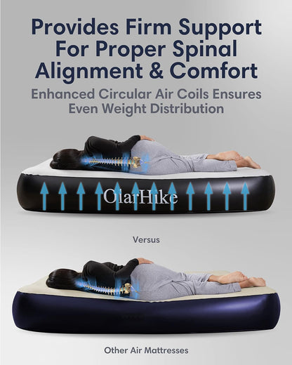 OlarHike Queen Air Mattress with Built in Pump,Inflatable Blow Up Airbed with Storage Bag,13" High - Bellso