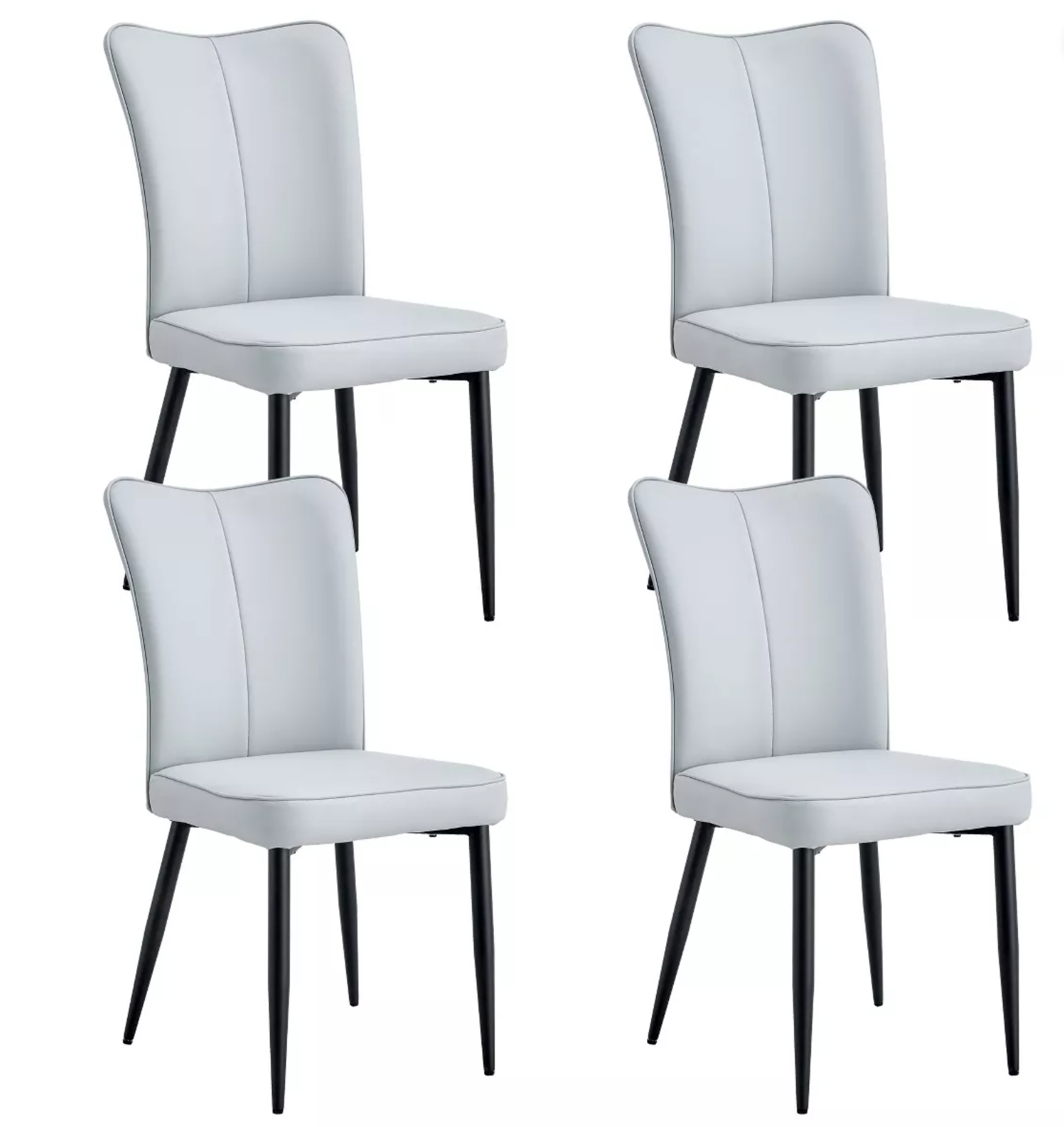 NicBex Dining Chairs Set of 4,Modern Dining Room Chairs with PU Leather Curved Backrest and Metal Legs - Bellso