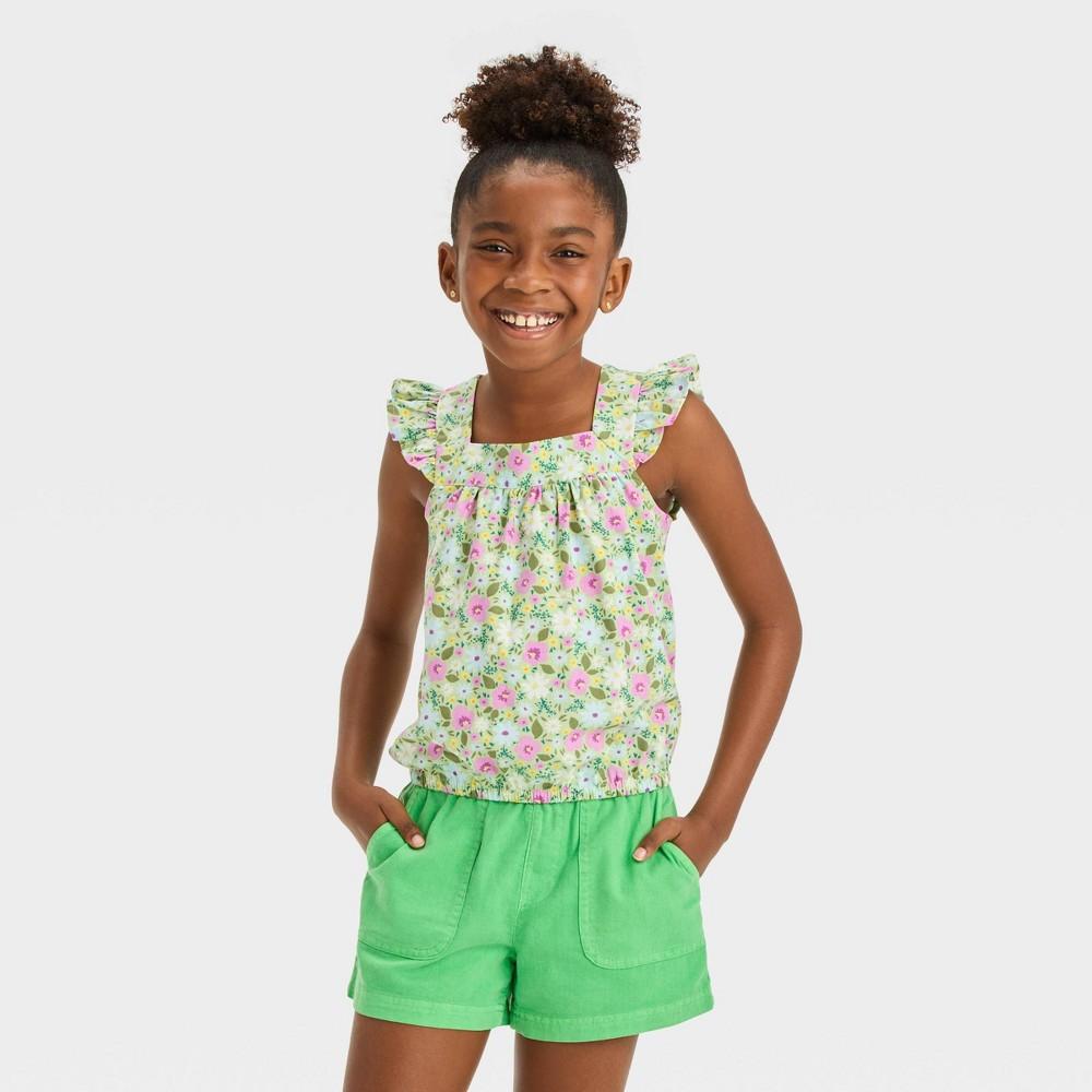 Girls' Sleeveless Floral Woven Top - Bellso