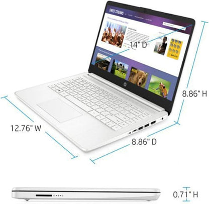 HP 14-dq0032dx 14" HD Notebook Computer, Intel Celeron N4020 1.1GHz, 4GB RAM, 64GB eMMC Flash Memory - Bellso