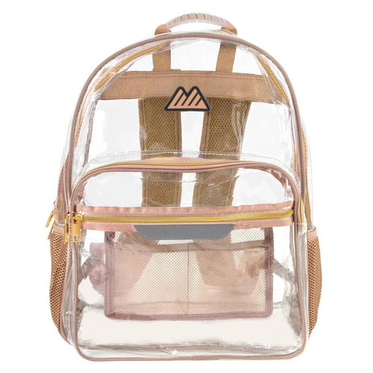 Summit Ridge Clear 18" Backpack with Patch & Printed Straps - Tan - Bellso