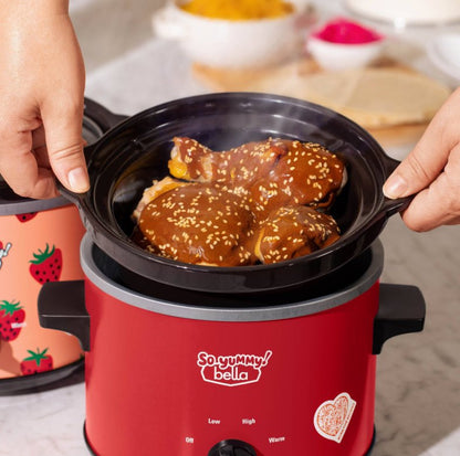 So Yummy by bella 2.0qt Twin Set Slow Cooker Red and Strawberry Pattern - Bellso