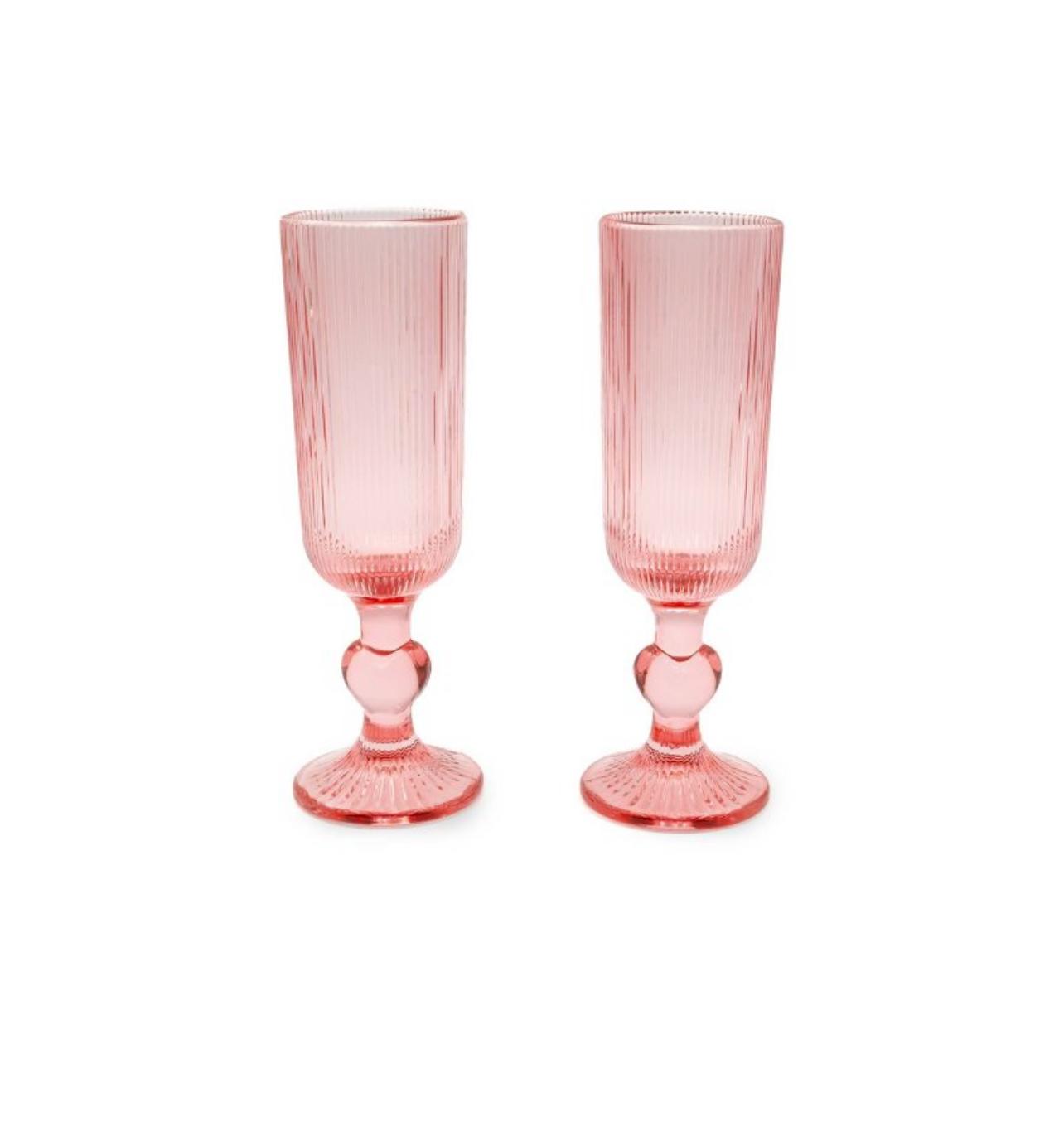 5fl 0z 2pk Glass Flutes Pink - Bellso